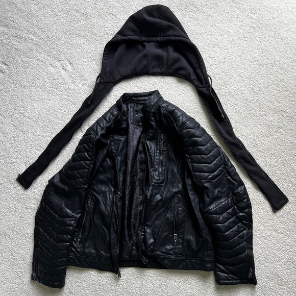 Marc Anthony Leather Jacket | Men’s XXL | Black Winter Jacket w/ Removable Hood - Picture 6 of 6